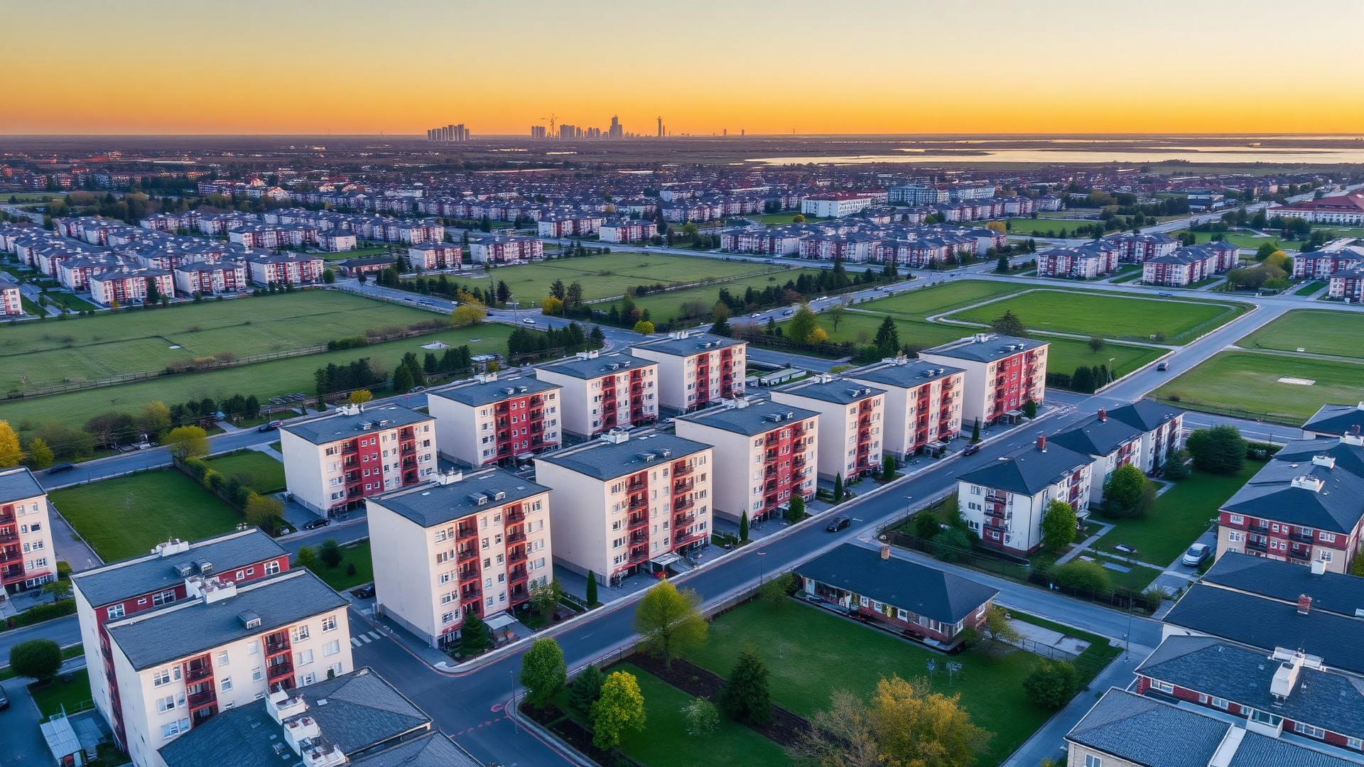 Widok z lotu ptaka na dzielnicę Gdańsk Południe (Ujeścisko-Łostowice), Polska